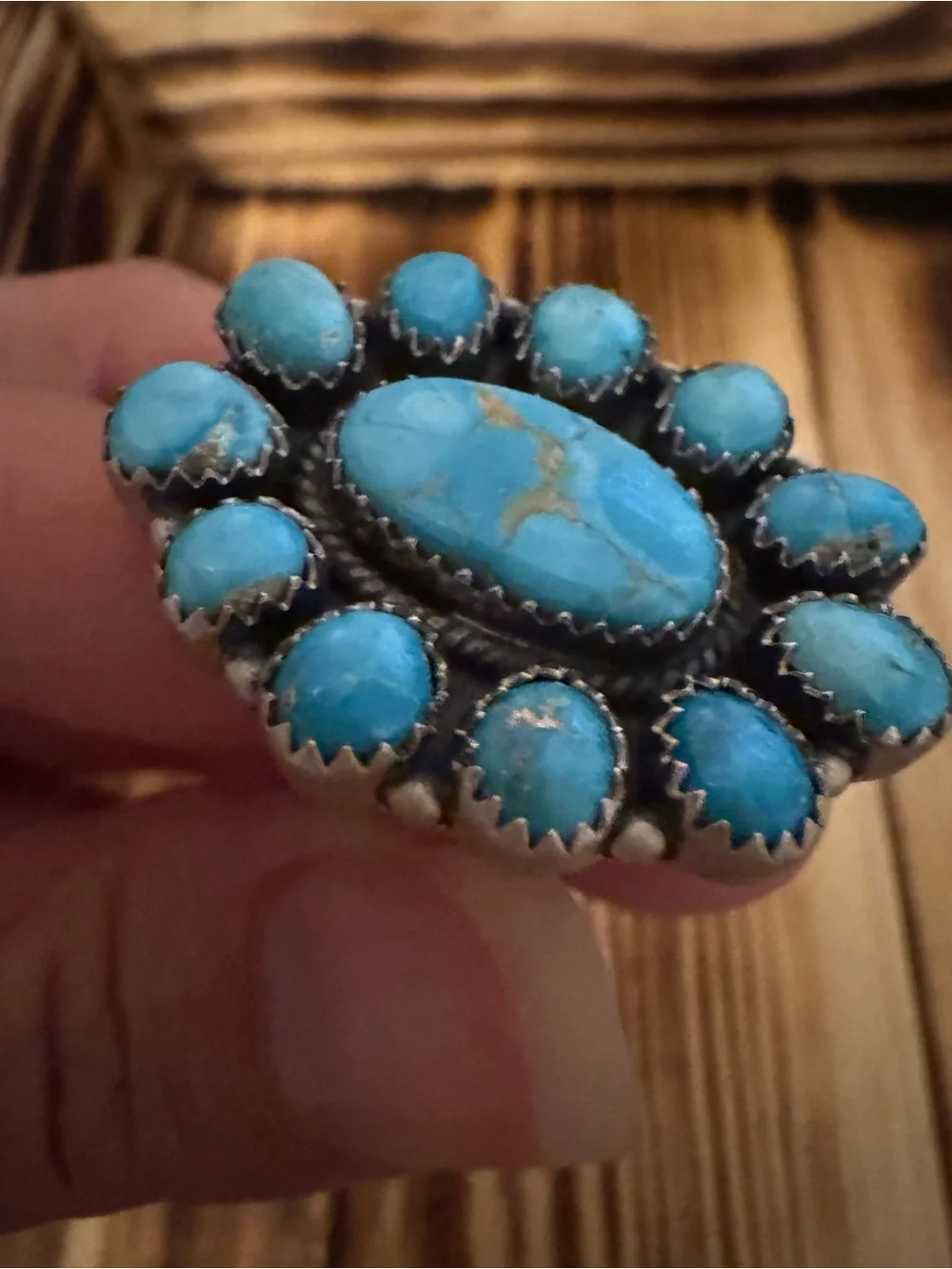 Blue Ridge Turquoise Cluster Statement Ring - Picture 3 of 4